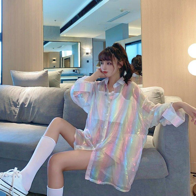 Mermaid's Sun-proof Clothes Women's Medium and Long Summer UV Protection Polo Shirt Thin Long-sleeved T-shirt