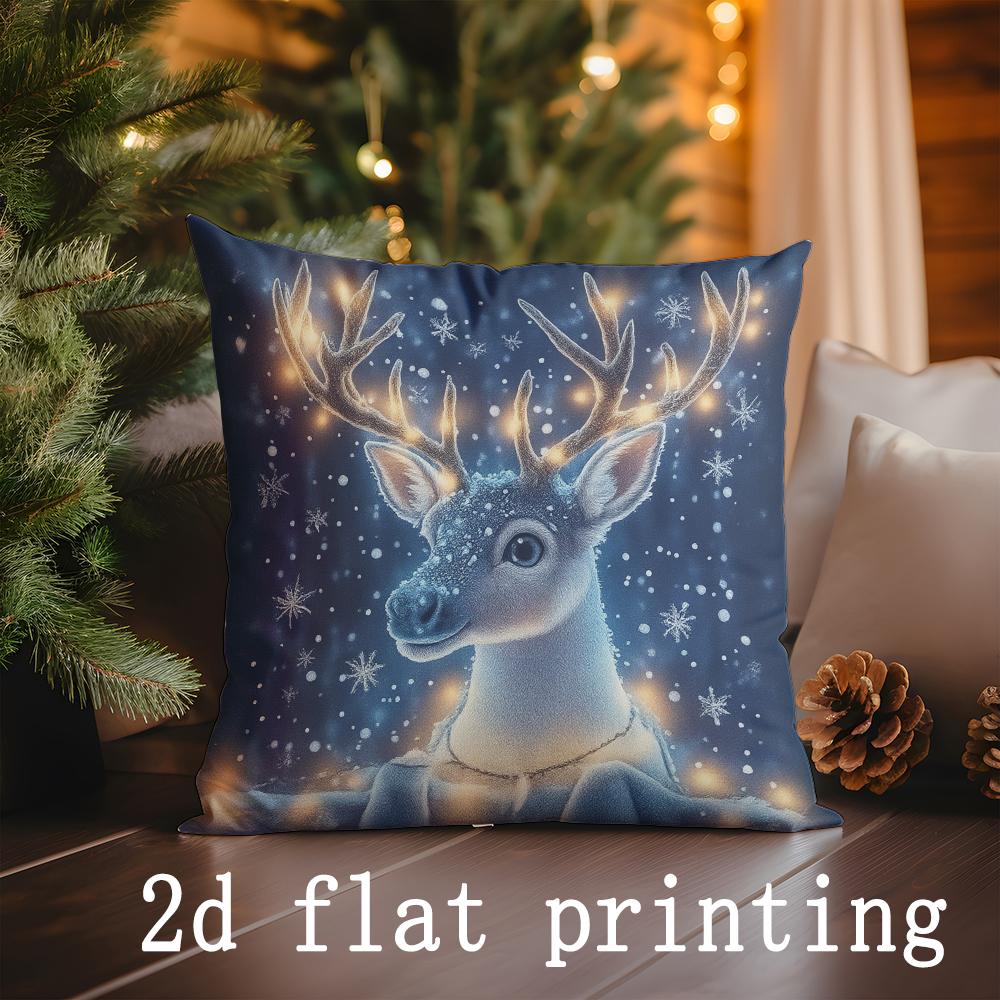 Heimdeko Weihnachten-Thema Dekoratives Schneeflocken-Muster Kissenbezug Geeignet für Sofa Schlafzimmer Auto Kissenbezug