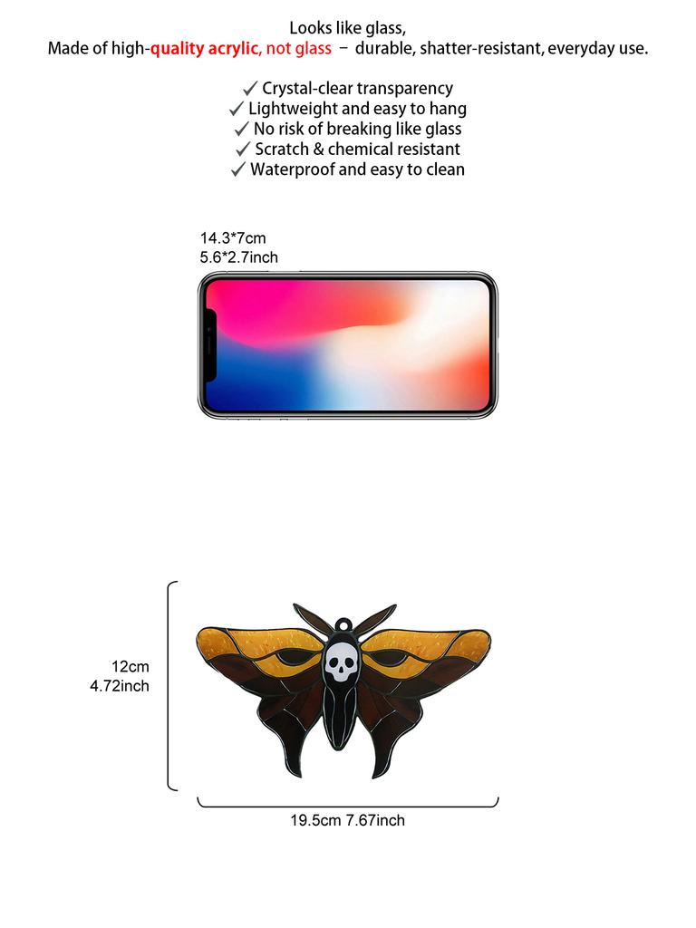 Acryl Halloween Schmetterling & Totenkopf Fensterhänger Sonnenfänger Gotische Motte Form Schlafzimmer Wohnzimmer Wanddeko Anhänger Geschenke