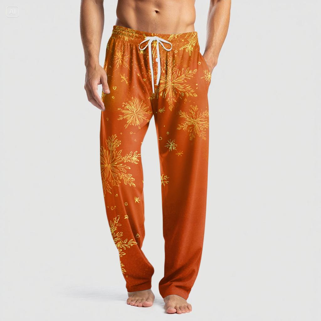 Herren Strickmode Print Tasche Freizeithose Schlafanzughose