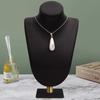 0.92 Ct Fancy Shape Freshwater Pearl Gemstone 925 Sterling Silver Tear Drop Women Bridal Pendant Necklace