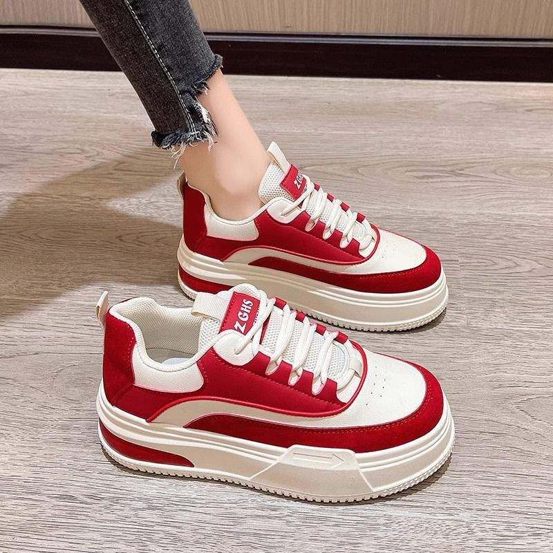 Little White Shoes Women's 2025 Spring and Autumn New Thick-soled Muffins To Increase the Height of Small Sports Versatile Board Shoes Women's Shoes