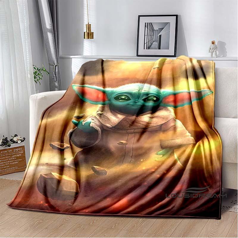 Kawaii Yoda Flannel Blanket Is Soft and Warm, Suitable for Bedrooms, Living Rooms, Bedside Tables, Travel, Picnics, and Other