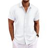 Europäisches Herren-Kurzarm-Baumwoll-Leinen Casual Lockeres Atmungsaktives Jacquard-Hemd