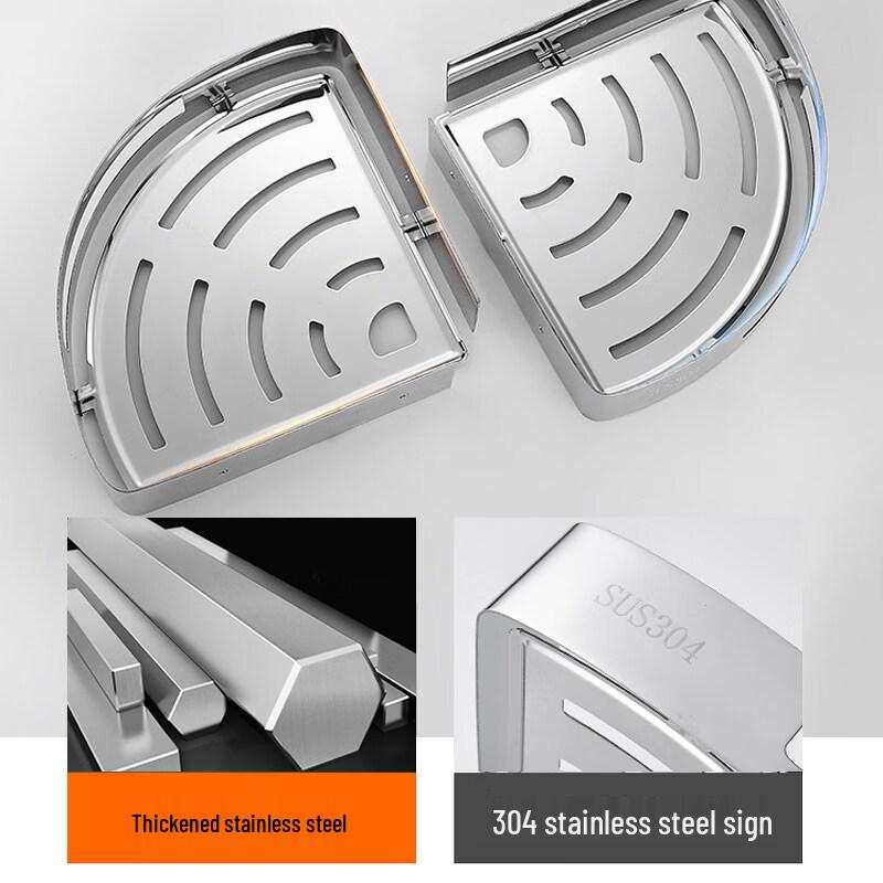 Zesílená rohová koupelnová polička z nerezové oceli 304