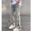 2023 Men's Flared Washed Jeans with Zipper: American High Street Style