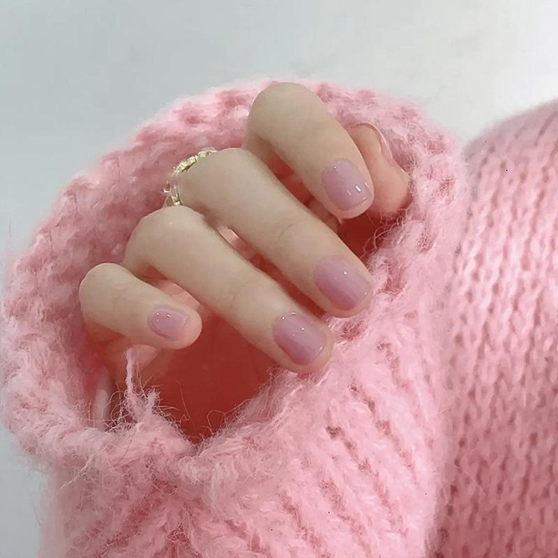 24Pcs Long Euro Square Acrylic Fake Nails Solid Burgundy Full Coverage Press On Removable False Nail Art
