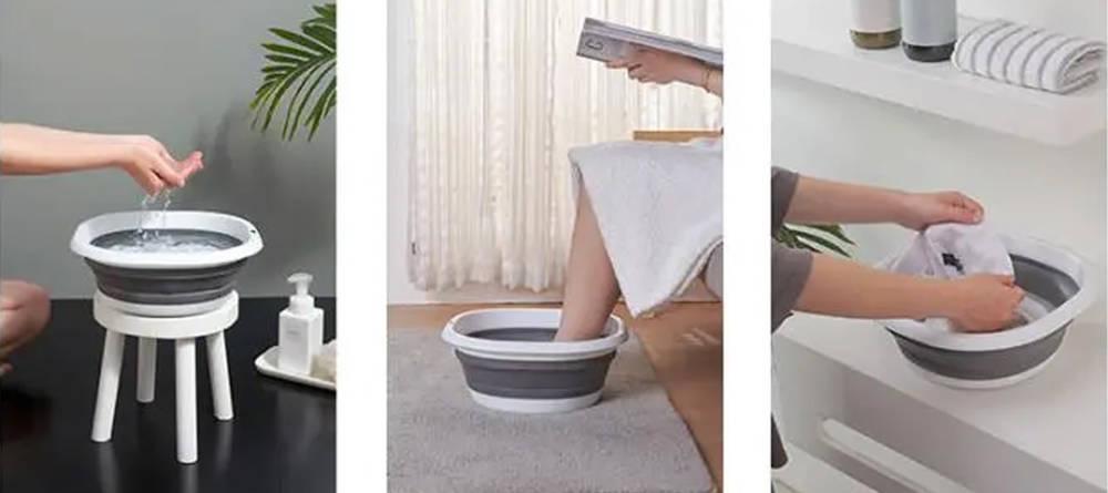 Foldable silicone bowl universal container - L 36x26x14.8 cm