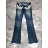 RogueWave American Retro Design Wing Embroidery Low Waist Women Jeans Flared Trousers Y2k Fashion Casual Hot Girl Pants