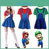 Žavingas moteriškas Super Mario Bros Luigi statybininko sijono kostiumas Helovino vakarėliams
