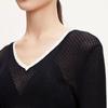 VEROMODA Women's V-Neck Hollow Color-block Knit Sweater