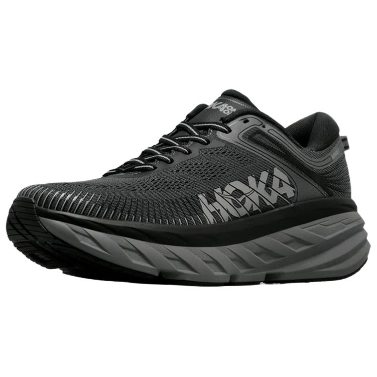 Hoka One One Bondi 7 Comfortable Durable Breathable Non-Slip Running Shoes Men Sneaker Black Gray 1110518-ORRB