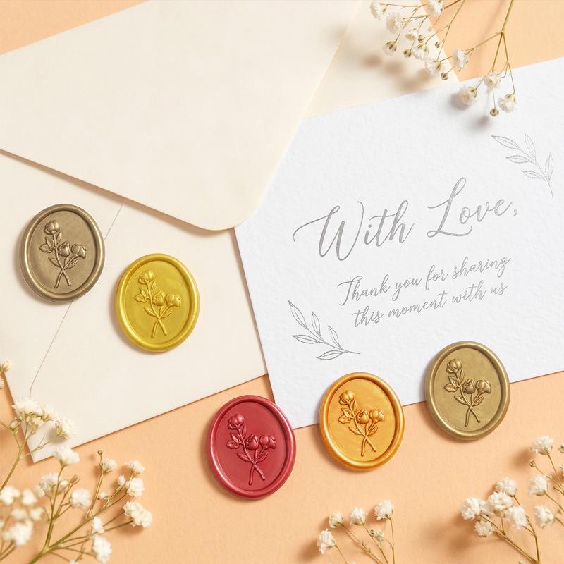 Embossed Three Roses Wax Seal Sticker for Invitations and Envelopes