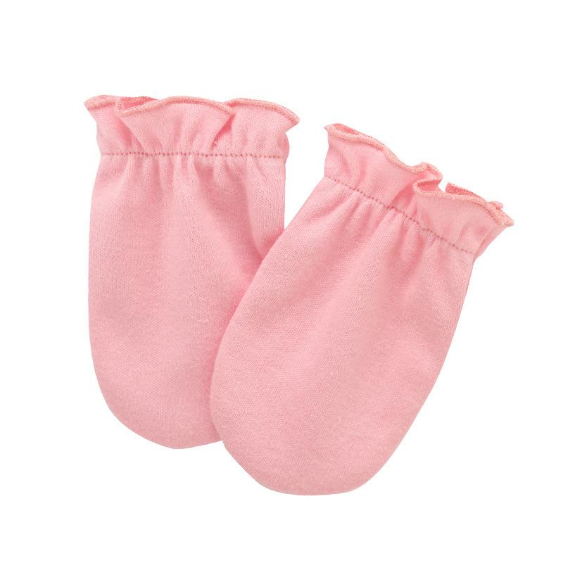 Infant Anti-scratch Gloves Face-protection Gear Elastic Cuffs Solid Color Thin Cotton Breathable Lightweight One Size Neutral