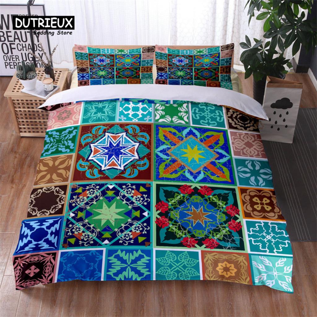 

Богемный Геометрический Узор Постельный Комплект Шик Стрекоза Мандала Цветочный Пододеяльник С Наволочками Для Детской Взрослой Спальни Декор EU single(135x200cm)