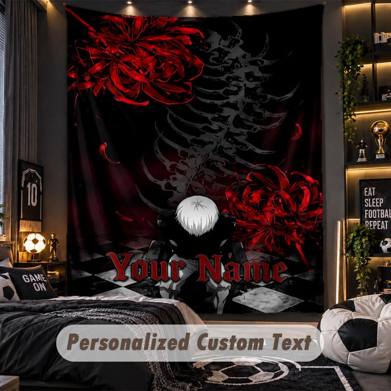 Personalized Wall Tapestry,Tokyo Ghoul Custom Printed Name, Fabric Wall Art For Indoor Room Backdrop