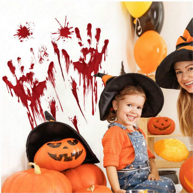 New Halloween Blood Handprint Blood Footprint Bedroom Living Room Wall Stickers