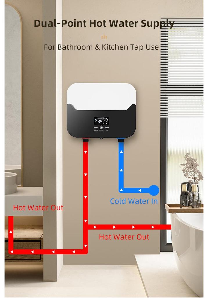 Smart 5500W 220V Instant Electric Water Heater for Under-Counter Kitchen Use