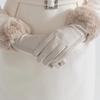 Warm Gloves Winter Leather Women's Gloves Outdoor Cold Winter Gloves with Fur Cuffs for Women