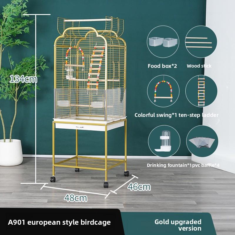 Cușcă Mare Orizontală din Sârmă pentru Păsări, Cochetușe, Pasări Îndrăgostite, Cușcă Papagal cu Suport, Casă pentru Canari, Volieră de Exterior pentru Păsări Mici