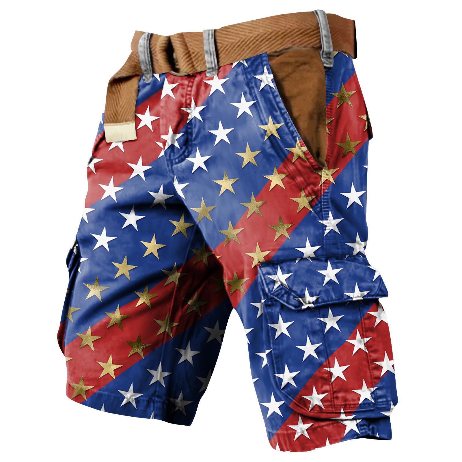 

Men s Independence Day Printed Multi Pocket Workwear Shorts L