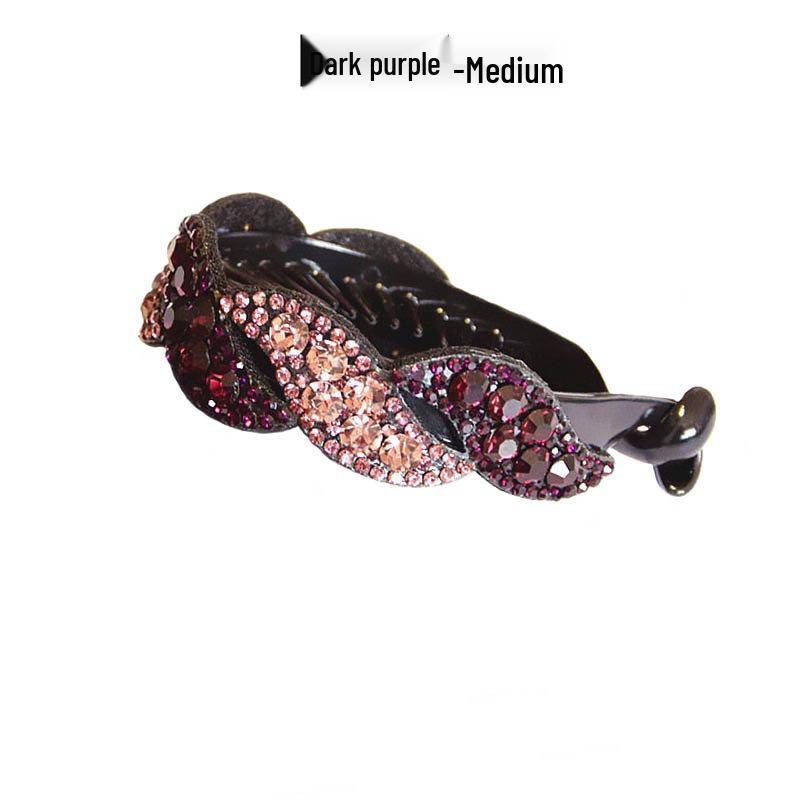 Elegant Rhinestone Willow Leaf Hairpin Bun Holder Natural