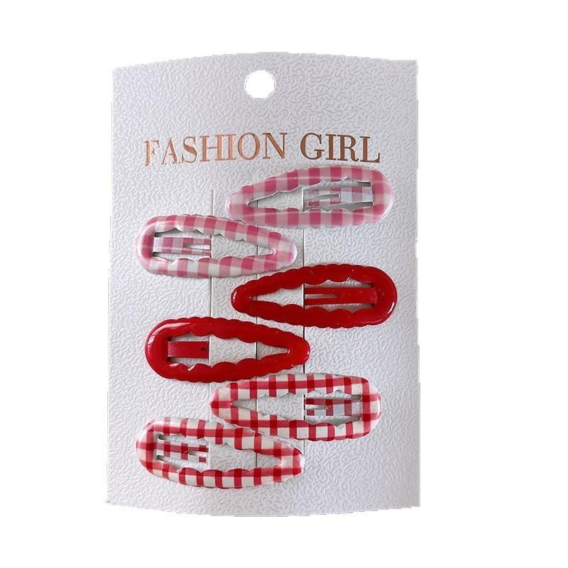 6Pcs/set Fruit Print BB Clip Baby Girls Bangs Side Clip Children's Hairpins Plaid Hair Clips Barrettes Headwear Hair Accessories