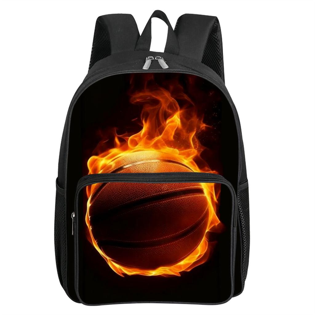 Basketball Patten Square Front Pocket Backpack Zipper Large Capacity for Boy/Girls Best Gift 2D Cartoon Children's School Bag