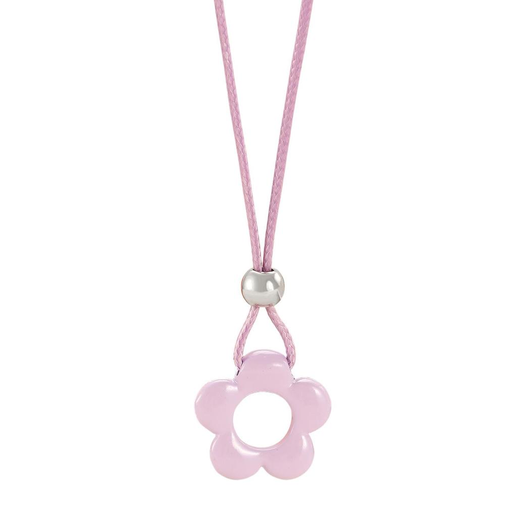 Retro Minimalist Fashion Free Knotting Flower Pendant Wax Thread Necklace Clavicle Chain