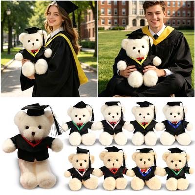 Plush Graduation Bear Soft Stuffed Animal Toy Wearing Academic Cap and Gown Suitable for Graduation Ceremony Decorations and Gifts
