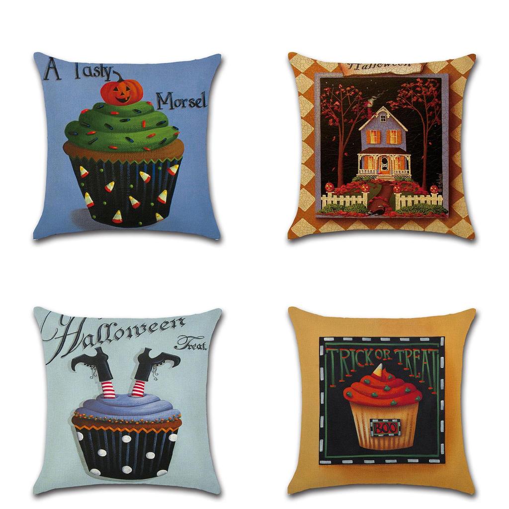 Kürbiskuchen Leinen Kissenbezug für Halloween Heimdekoration**