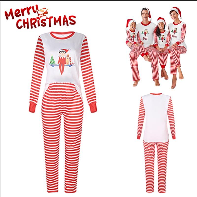 Festive Family Matching Christmas Pajamas Set Long Sleeve Sleepwear For Men Women Kids
