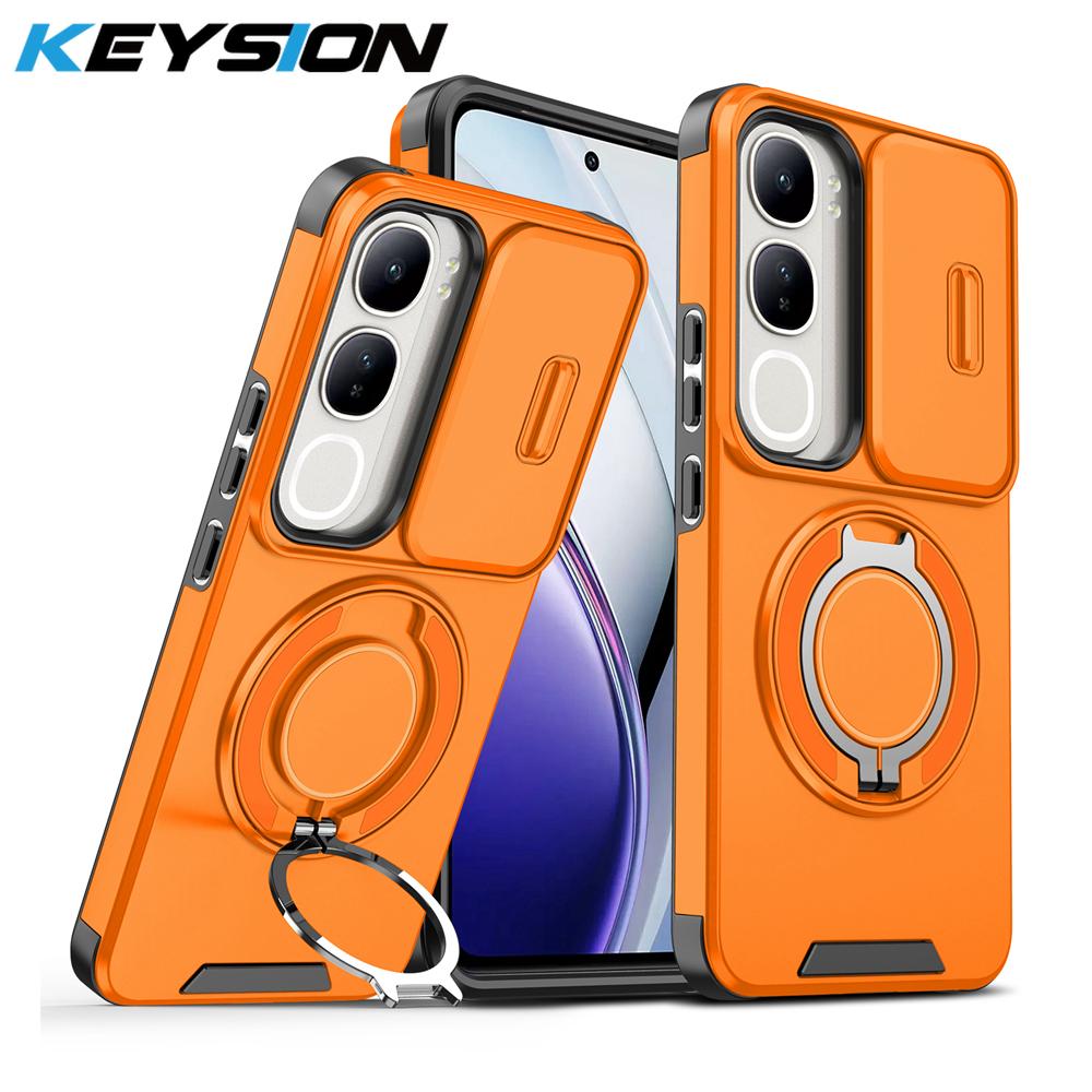 

KEYSION Чохол-бампер з кільцем 360° для VIVO V40 SE 80W V40 Lite Зсувна кришка для захисту камери Магнітний ударостійкий чохол для VIVO Y200 5G for VIVO V40 SE 80W помаранчевий
