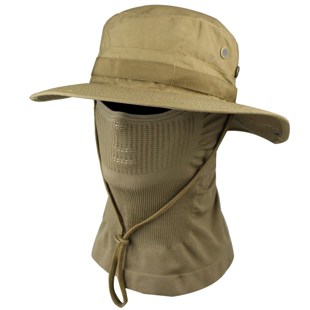 Outdoor Tactical Benny Hat Sunshade Bucket Hat Wild Mountaineering Fishing Round Brim Hat Large Brim Summer Sun Protection Set