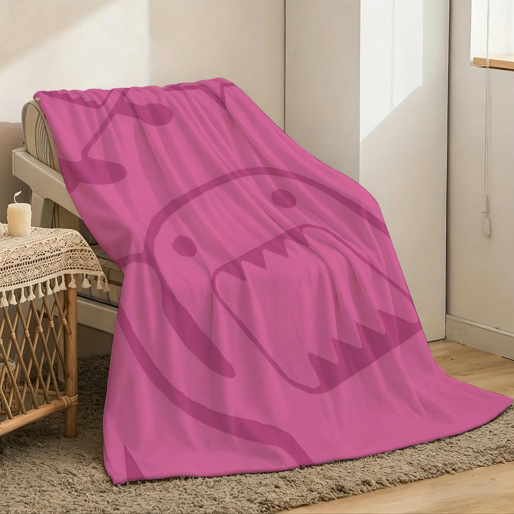 Cute Domo-Kun Classic Movie Throw Lightweight 240g Flannel Blanket Soft Skin-friendly for Summer Cooling 75x90cm