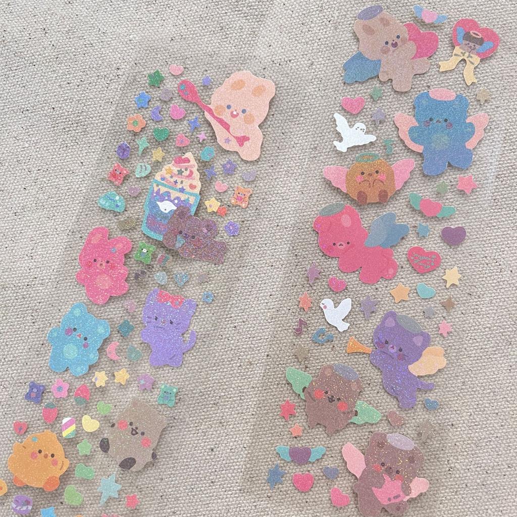 Laser Rabbit Bear Sticker PVC Waterproof DIY Material Gooka Sticker