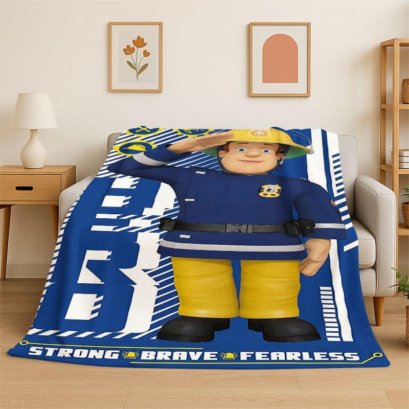 Cartoon Fireman Sam Soft Flannel Throw Blanket,Warm Cozy Blanket for Bed,Couch,Sofa,Bedroom,Living Room,Travel,Camping Picnic