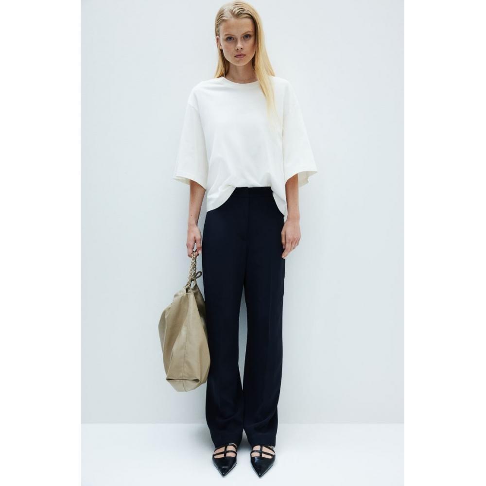 

H M Wide Pants Navy Blue