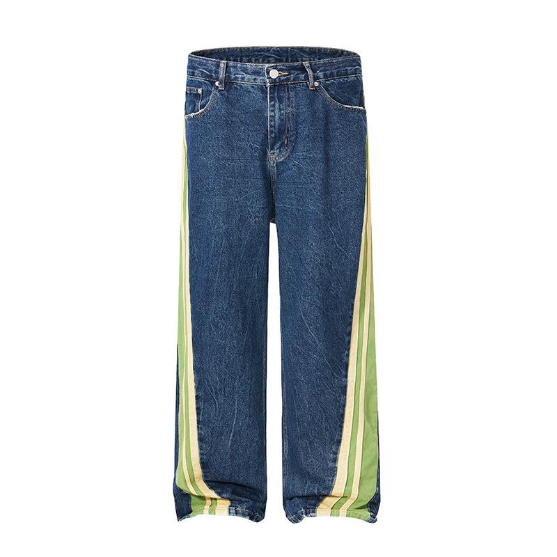 

Мужские джинсы широкие брюки в полоску для пары драпированные до пола XXL