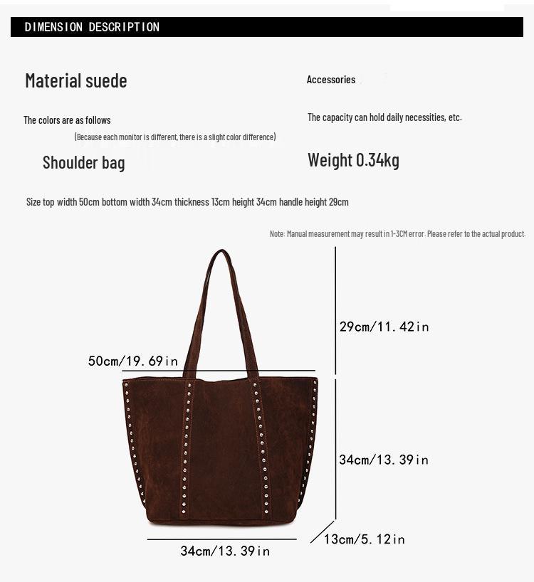 Dam Retro Hjortskinn Mocka Nitar Tygväska Handväska