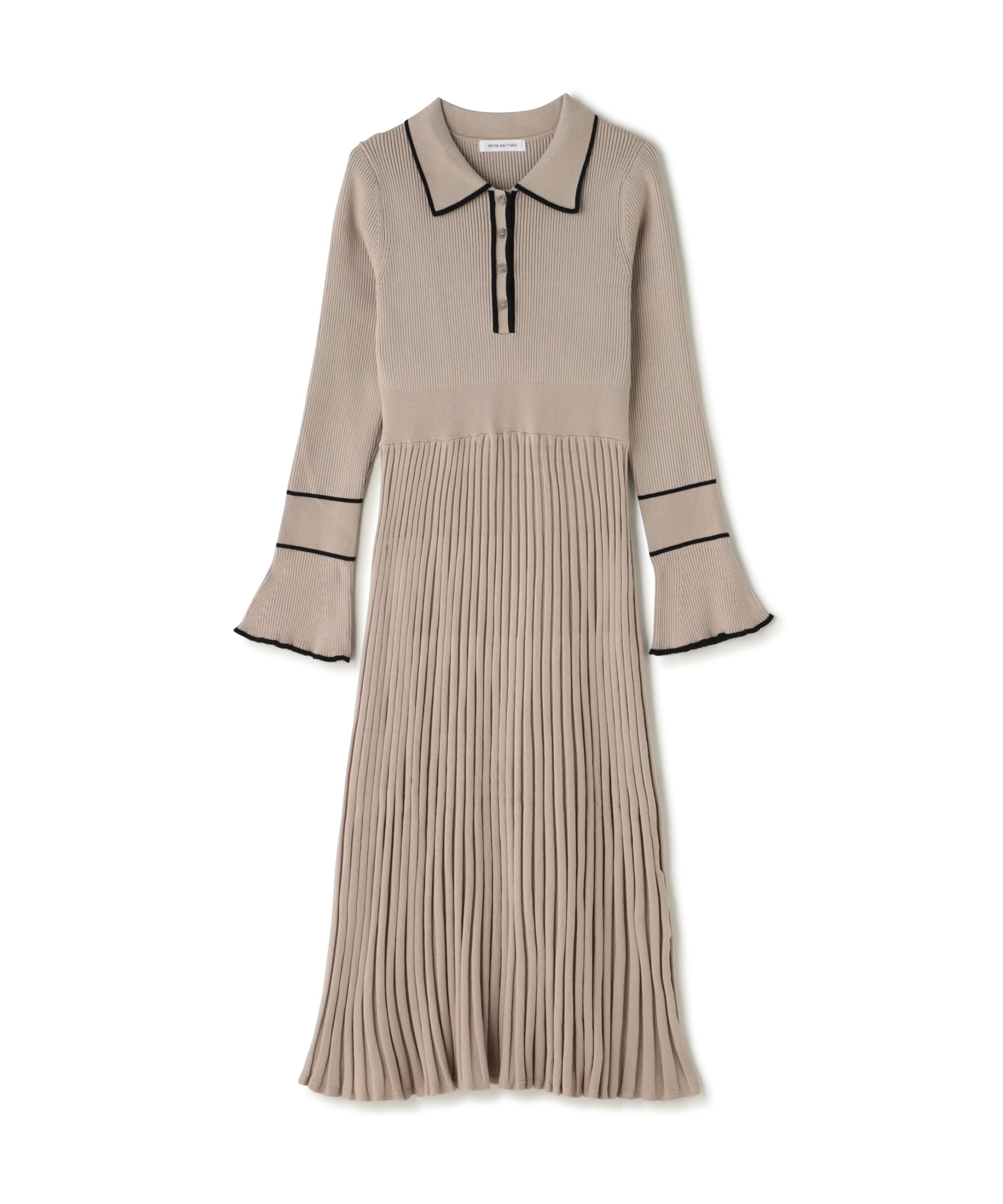 

Красота Повседневное Поло Двухцветный Трикотаж Бежевый x Офф [Натуральный Базовый] Платье, Платье, Женское,