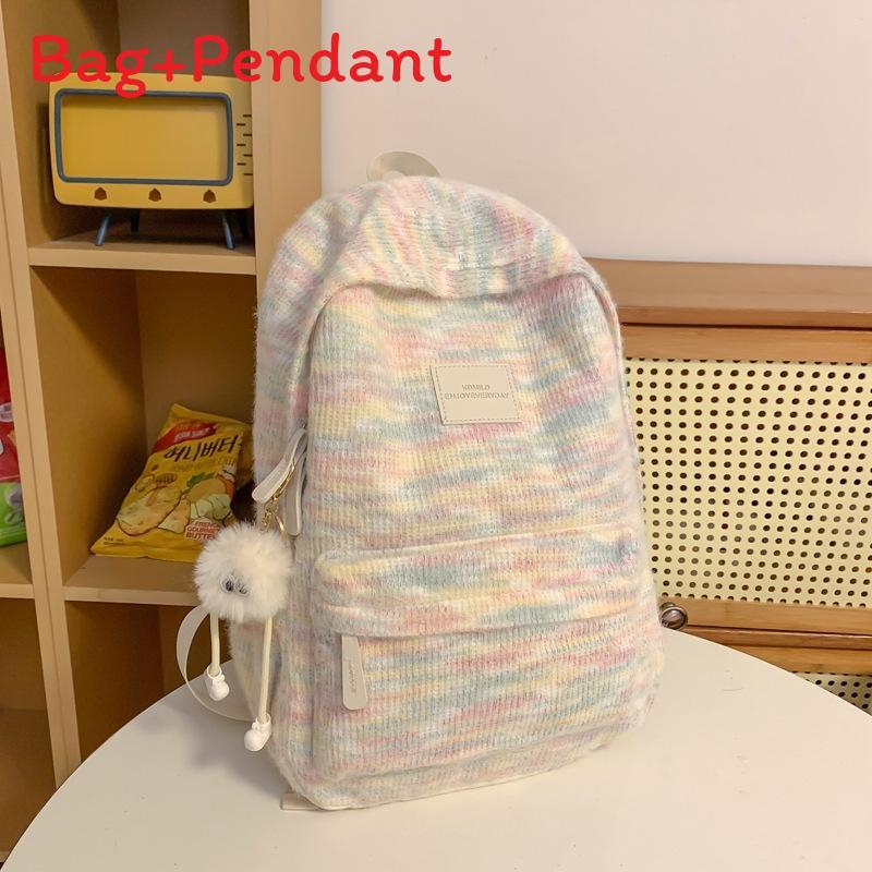 Soft Plush Girls School Backpack With Material And Letter Pattern For Middle School Students