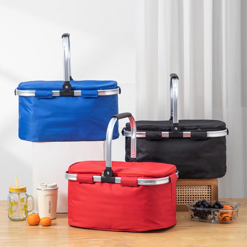 Insulated Folding Picnic Basket & Thickened Shopping Tote for Camping