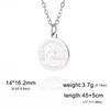Titanium Steel Skull Coin Pendant Necklace Minimalist Punk Hip Hop Fashion Round Medallion Chain