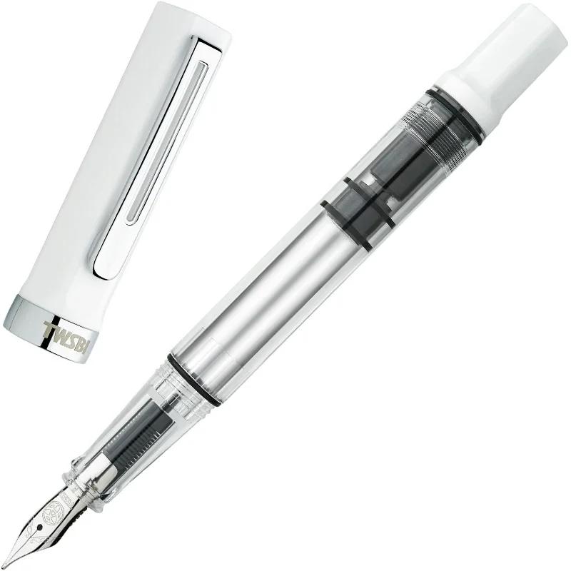 

TWSBI ECO Поршнева ручка Прозора смола Тримач для ручки-пера Великий об єм для чорнила Студентське письмо Ділові приналежності Подарунок M(0.7mm) білий