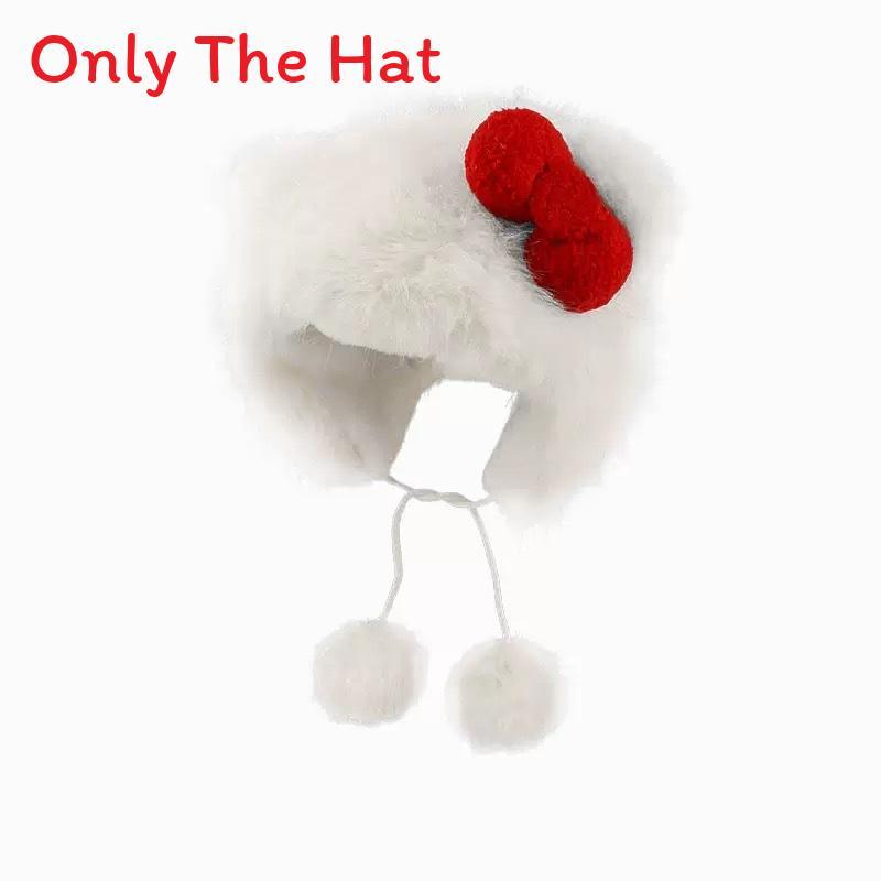Hello Kitty Cat Plush Hat With Bow For Girls Warm Winter Fashion Accessory