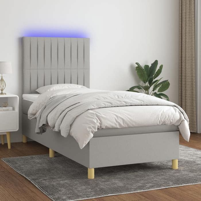 VidaXL Sommier à Lattes de Lit avec Matelas et LED, Lit Rembourré, Lit Simple, Lit Adulte de Chambre à Coucher Intérieur, 3135549