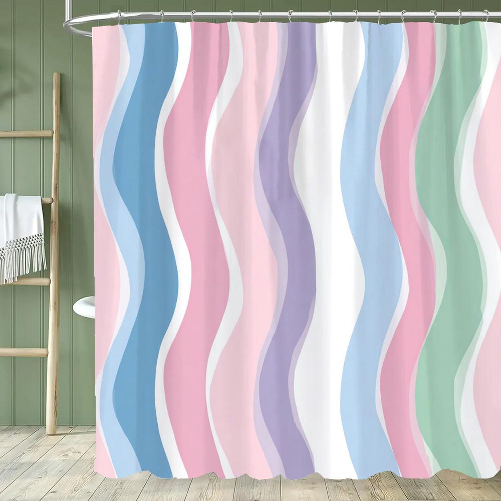 Simple Colorful Lines Modern Fashion Pattern Shower Curtain Home Decoration Creative Personalized Shower Curtains
