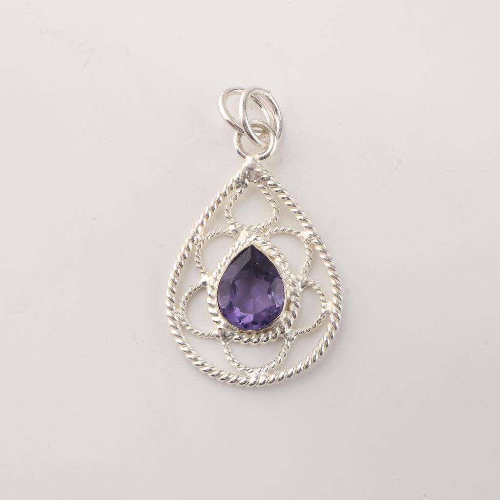 Iolite Gemstone 925 Sterling Silver Statement Designer Pendant 1.40" For Wedding PP-19-6