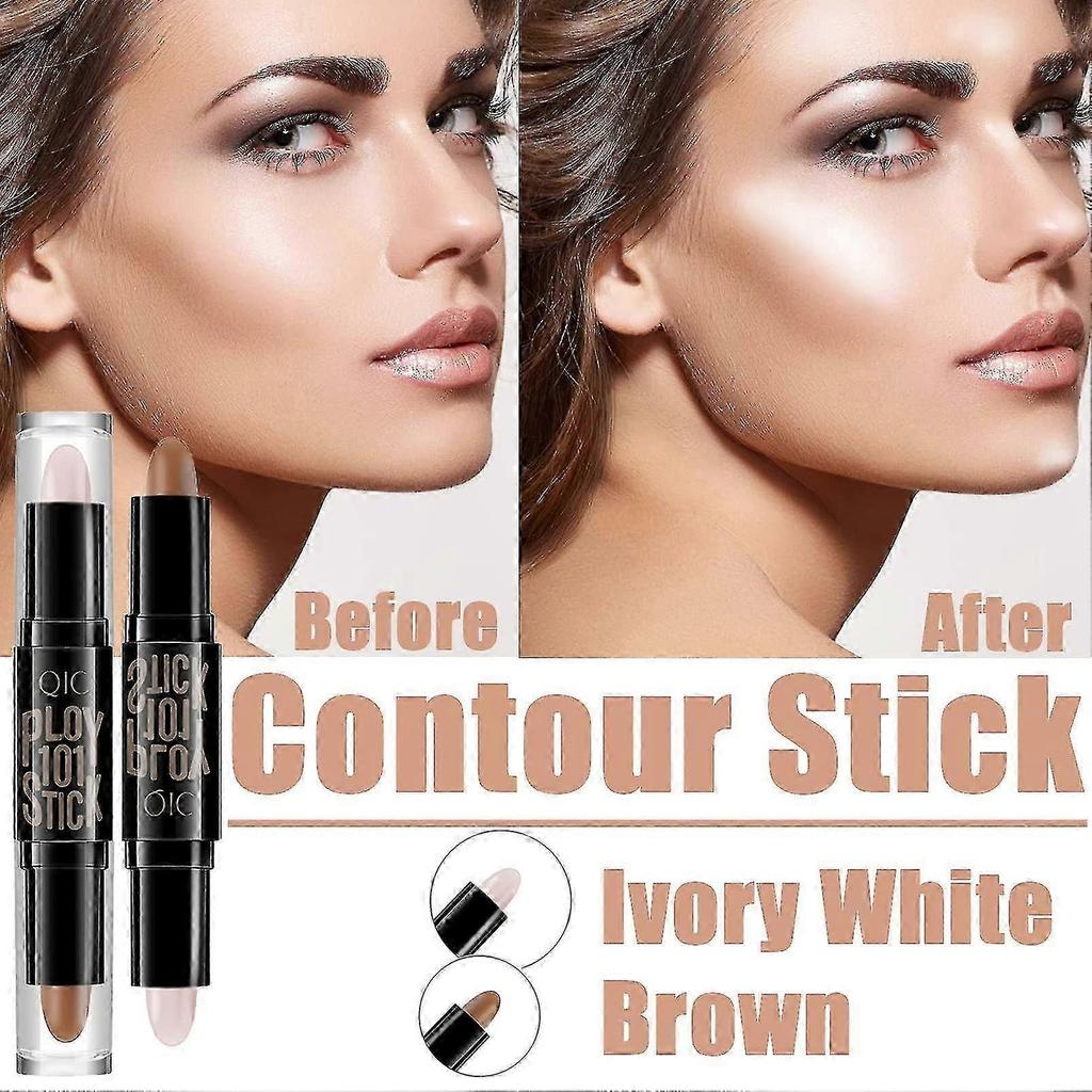 Contour Stick,2 In 1 Makeup Highlight Shading Stick,contour Kit Natural Bronzer Stick,double Head Contour Highlighter Stick
